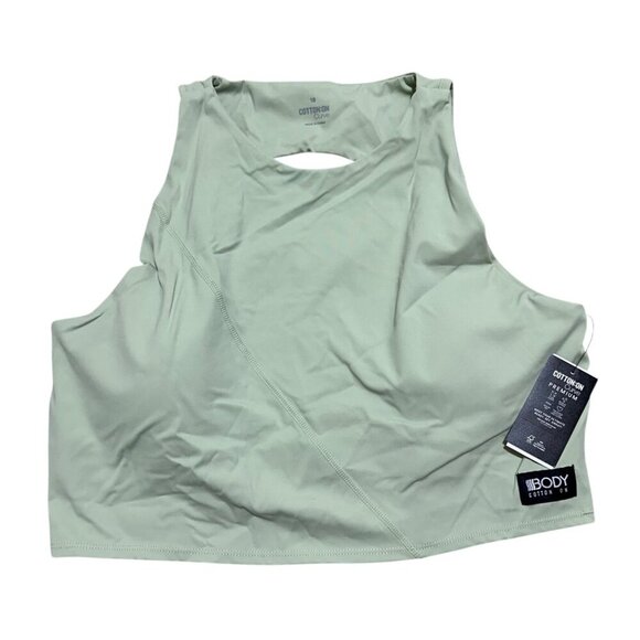 Cotton On Women Size 14 (US) Pistachio Green Crop Top Cut Out Back Crew Neck NWT - Picture 1 of 7